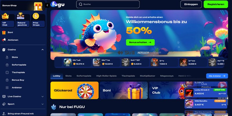 Fugu Casino Login und Spielangebote für deutsche Spieler in Deutschland, fugu online casino